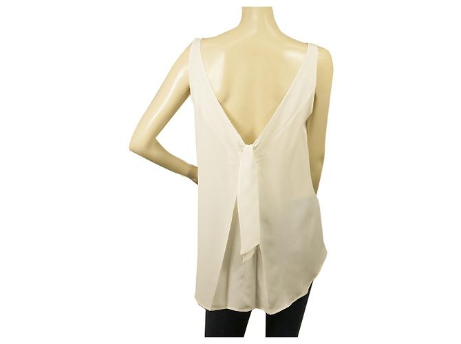 Dondup White Silk Blend Sleeveless Tie Back Tank Blouse Top size 40 - view 2