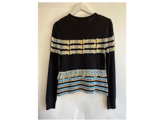 Carven Strickpullover Viscose Schwarz Marineblau XS - Ansicht 2