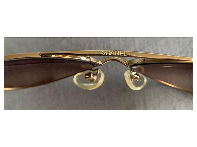 Occhiali da sole aviator Chanel oro Gold hardware - vista 10