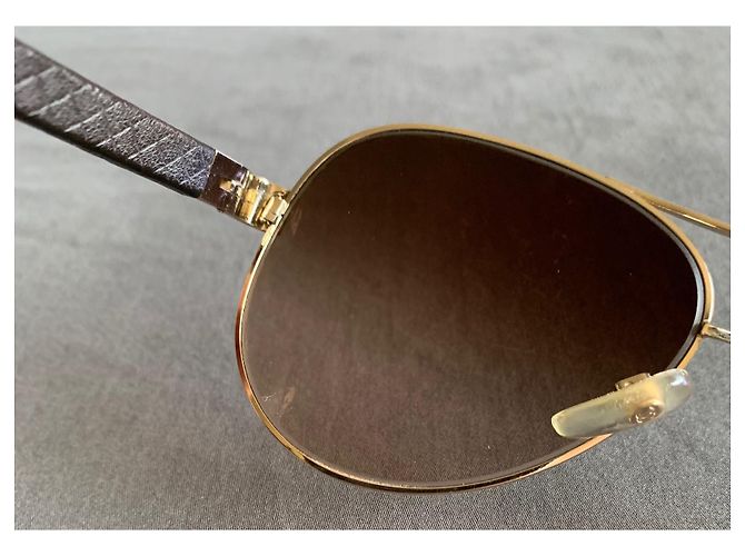 Occhiali da sole aviator Chanel oro Gold hardware - vista 7