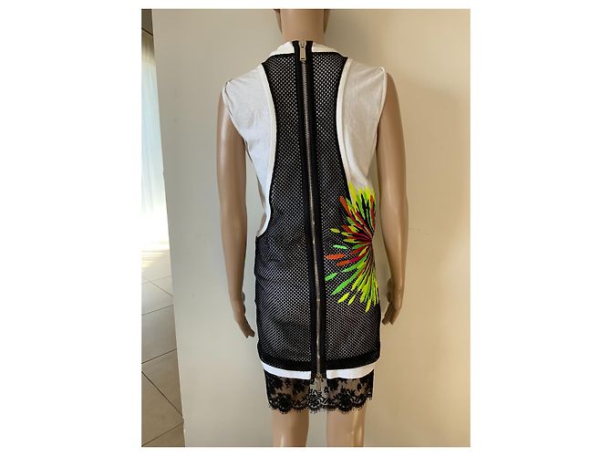Dsquared2 Spitzen Kleid im Sportstil mit Reißverschluss Schwarz Weiß - Ansicht 3