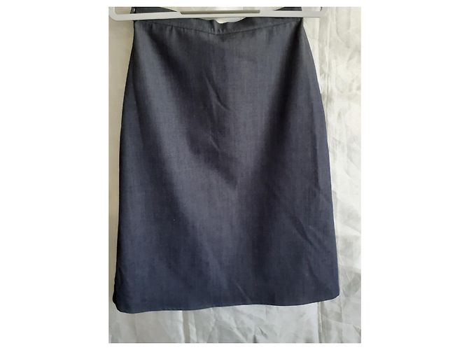 Falda Rodier azul marino de lana y elastano Azul oscuro - vista 3