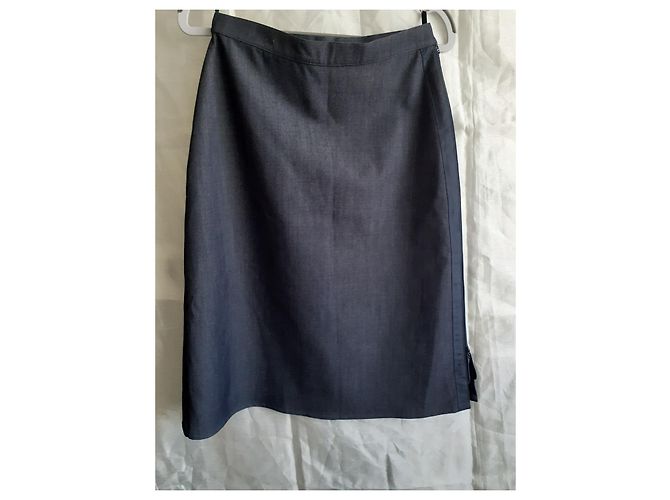 Falda Rodier azul marino de lana y elastano Azul oscuro - vista 4