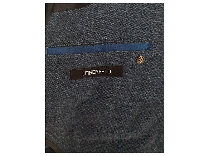 Blazer Karl Lagerfeld Blu Cotone Lana Lino - vista 5