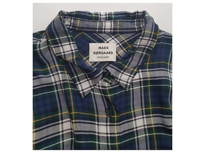 Mads Norgaard Camicia Lunga Check Saxa Cuff in Viscosa Multicolore - vista 5