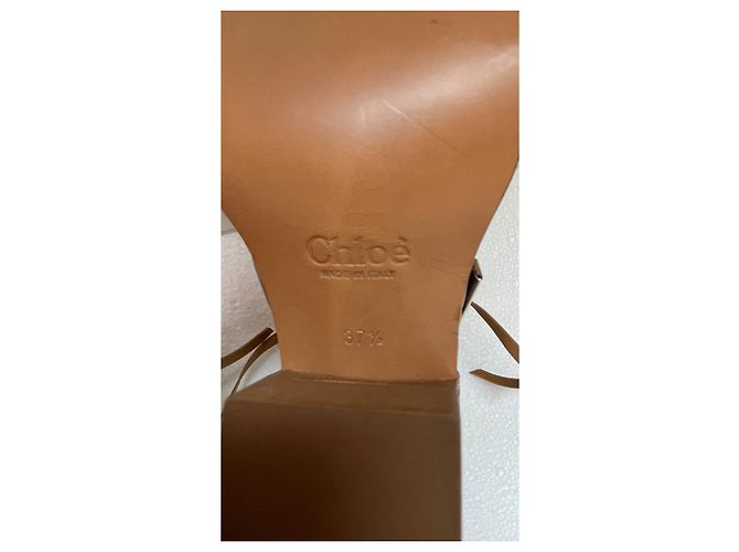 Stivaletti Chloé Marrone Chiaro Pelle e Tela 37.5 - vista 7