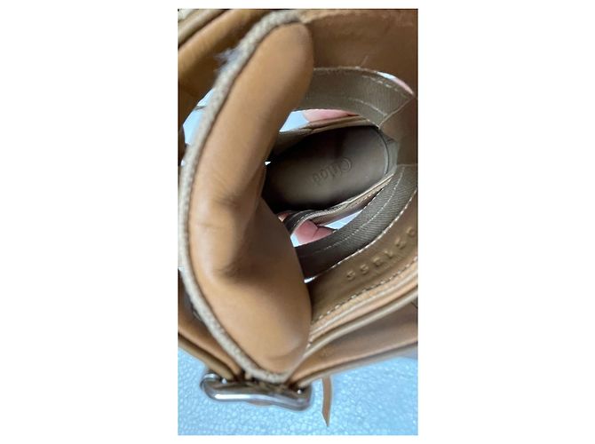 Stivaletti Chloé Marrone Chiaro Pelle e Tela 37.5 - vista 8