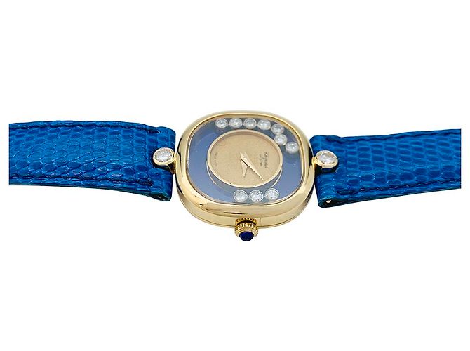 inconnue Chopard "Happy Diamonds" Uhr in Gelbgold, Lapislazuli, Diamanten, cuir. - Ansicht 2