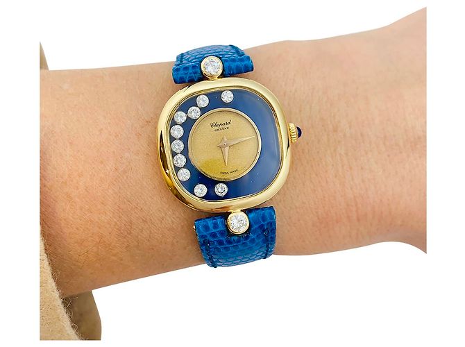 inconnue Chopard "Happy Diamonds" Uhr in Gelbgold, Lapislazuli, Diamanten, cuir. - Ansicht 6