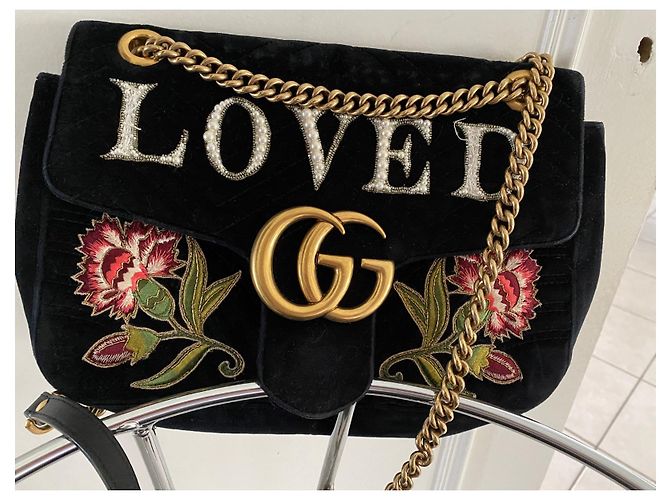 Bolsa de mão Gucci Marmont em veludo preto - vista 4