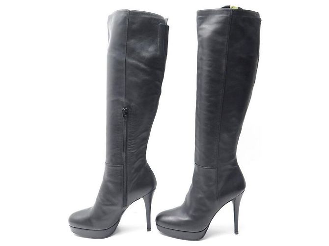 STUART WEITZMAN SCHUHE ABSATZSTIEFEL 39 SCHWARZE LEDERSTIEFEL - Ansicht 2