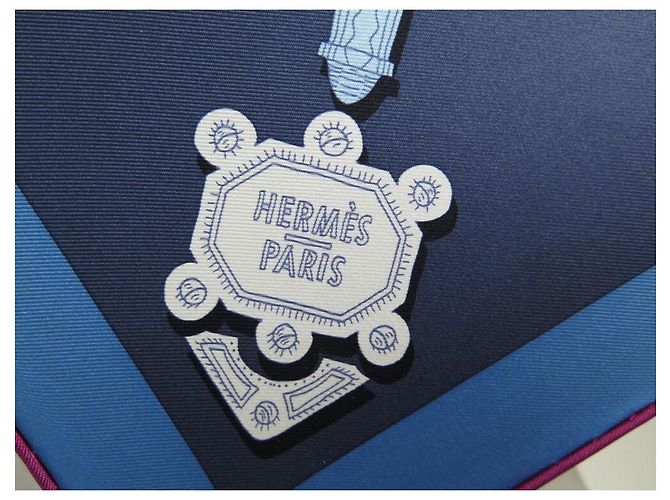 Hermès NUOVA SCIARPA HERMES MERAVIGLIOSE LANTERNE MARIE CARRE 90 SCATOLA SCIARPA DI SETA Blu - vista 3