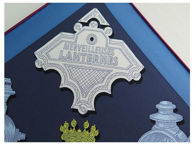 Hermès NUOVA SCIARPA HERMES MERAVIGLIOSE LANTERNE MARIE CARRE 90 SCATOLA SCIARPA DI SETA Blu - vista 4