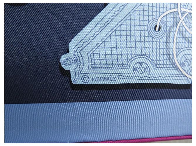 Hermès NUOVA SCIARPA HERMES MERAVIGLIOSE LANTERNE MARIE CARRE 90 SCATOLA SCIARPA DI SETA Blu - vista 5