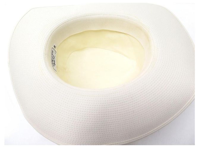 Hermès TALLA DE SOMBRERO HERMES 58 GORRO MIXTO ALGODÓN Y PIEL BLANCO - vista 4