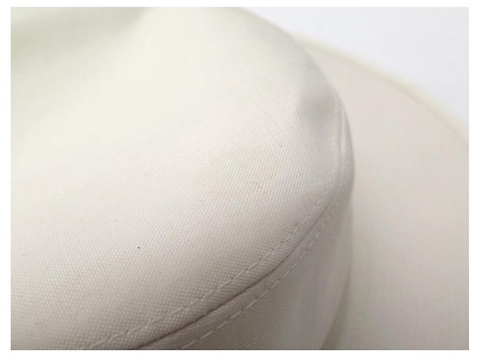 Hermès TALLA DE SOMBRERO HERMES 58 GORRO MIXTO ALGODÓN Y PIEL BLANCO - vista 6