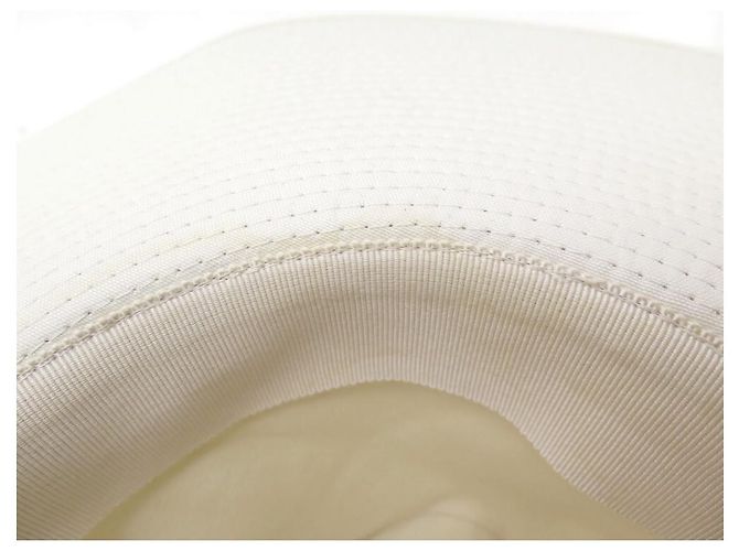 Hermès TALLA DE SOMBRERO HERMES 58 GORRO MIXTO ALGODÓN Y PIEL BLANCO - vista 7