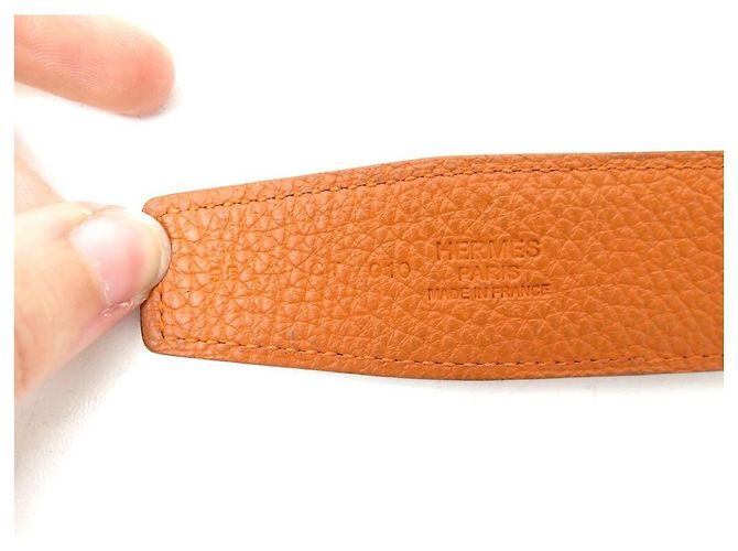 Hermès HERMES SCHNALLE H QUIZZ WENDEGÜRTEL 32MM T95 SCHWARZER UND ORANGER LEDERGÜRTEL - Ansicht 10