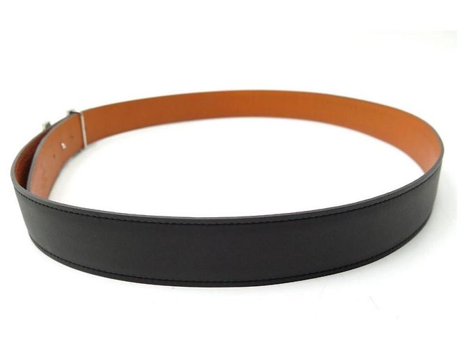 Hermès HERMES SCHNALLE H QUIZZ WENDEGÜRTEL 32MM T95 SCHWARZER UND ORANGER LEDERGÜRTEL - Ansicht 4