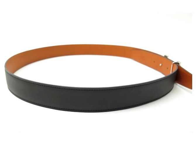 Hermès HERMES SCHNALLE H QUIZZ WENDEGÜRTEL 32MM T95 SCHWARZER UND ORANGER LEDERGÜRTEL - Ansicht 6