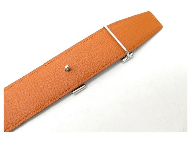 Hermès HERMES SCHNALLE H QUIZZ WENDEGÜRTEL 32MM T95 SCHWARZER UND ORANGER LEDERGÜRTEL - Ansicht 7