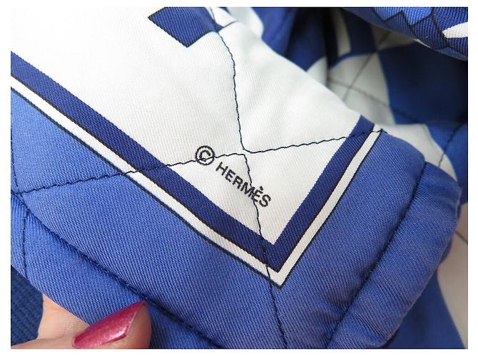 Hermès VINTAGE HERMES SCHACHBOMBERJACKE 2 PIERRE PERON 54 L BLAUE JACKE - Ansicht 10