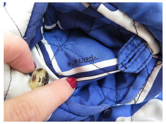 Hermès VINTAGE HERMES SCHACHBOMBERJACKE 2 PIERRE PERON 54 L BLAUE JACKE - Ansicht 11