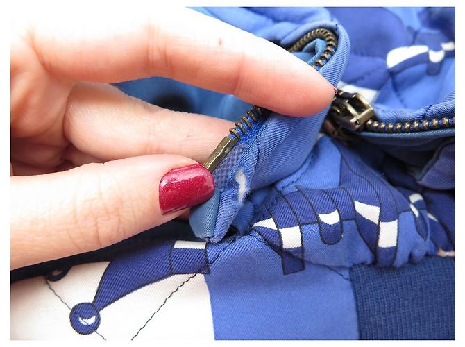 Hermès VINTAGE HERMES SCHACHBOMBERJACKE 2 PIERRE PERON 54 L BLAUE JACKE - Ansicht 16