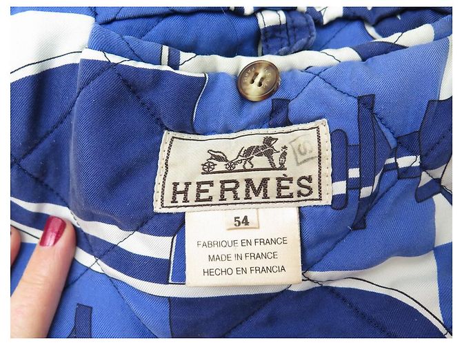 Hermès VINTAGE HERMES SCHACHBOMBERJACKE 2 PIERRE PERON 54 L BLAUE JACKE - Ansicht 3