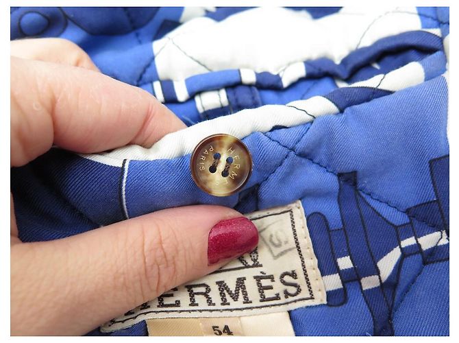 Hermès VINTAGE HERMES SCHACHBOMBERJACKE 2 PIERRE PERON 54 L BLAUE JACKE - Ansicht 8