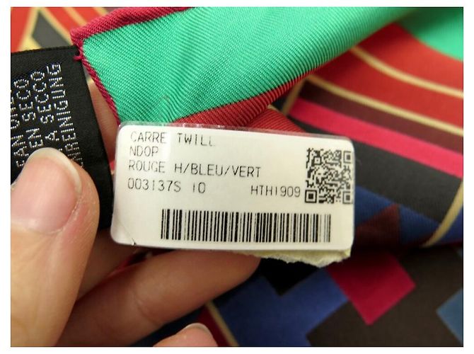 Hermès NUOVO SCIARPA HERMES NDOP IN SETA QUADRATO ANAMORFO ROSSO 90 SCIARPA DI SETA ROSSA - vista 11