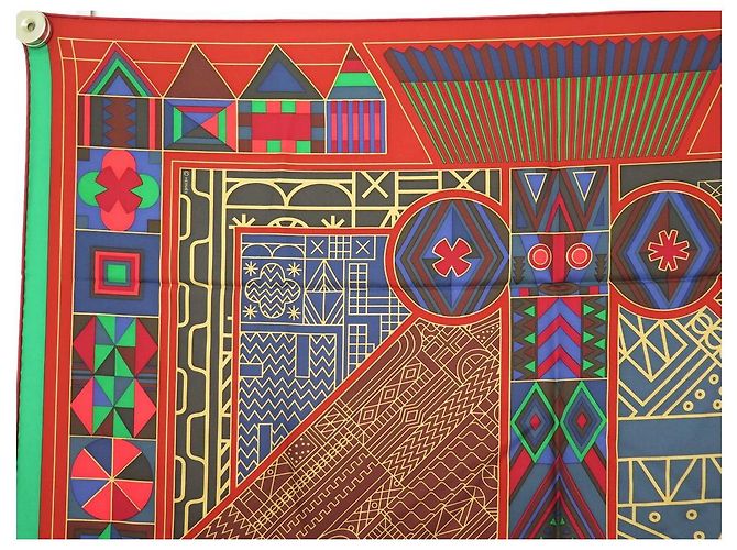Hermès NUOVO SCIARPA HERMES NDOP IN SETA QUADRATO ANAMORFO ROSSO 90 SCIARPA DI SETA ROSSA - vista 2