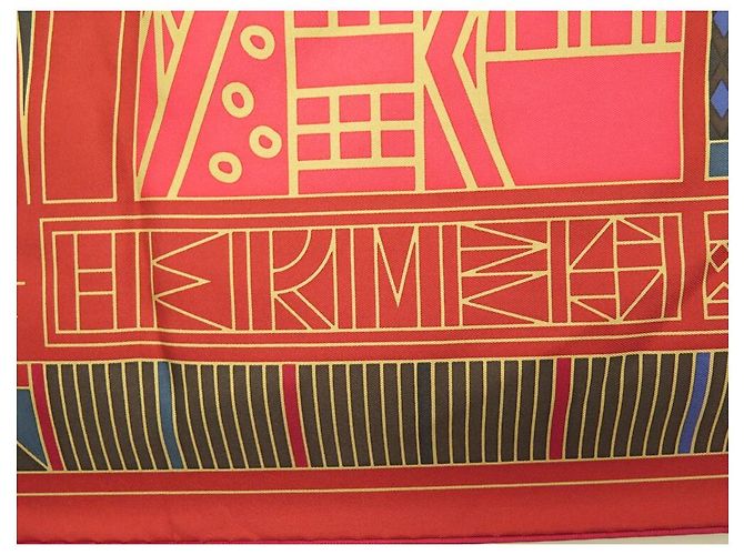 Hermès NUOVO SCIARPA HERMES NDOP IN SETA QUADRATO ANAMORFO ROSSO 90 SCIARPA DI SETA ROSSA - vista 3