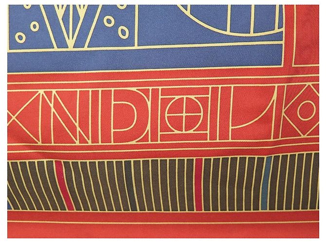 Hermès NUOVO SCIARPA HERMES NDOP IN SETA QUADRATO ANAMORFO ROSSO 90 SCIARPA DI SETA ROSSA - vista 4