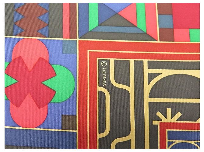 Hermès NUOVO SCIARPA HERMES NDOP IN SETA QUADRATO ANAMORFO ROSSO 90 SCIARPA DI SETA ROSSA - vista 6
