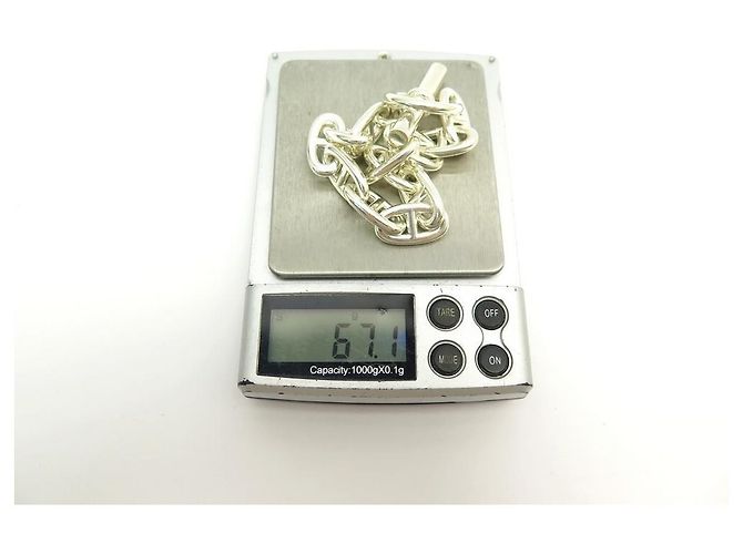 Hermès BRACCIALE CON CATENA HERMES GM 12 MAGLIE IN ARGENTO STERLING + SCATOLA IN ARGENTO - vista 8
