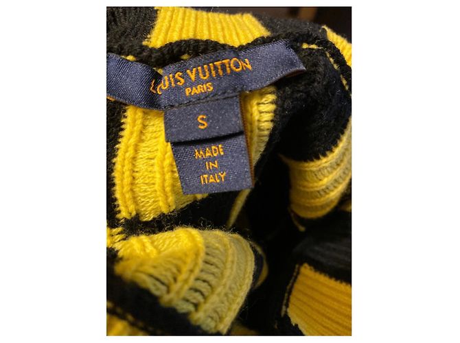 Louis Vuitton Karierter Kaschmir Wollpullover Schwarz Gelb - Ansicht 4