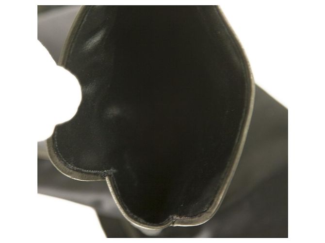 Ermanno Scervino Blue Satin Black Leather Overknee-Stiefel Heels Schuhe Gr 39 - Ansicht 8