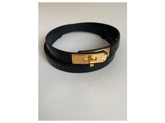 Hermès Kelly Gürtel aus schwarzem Alligatorleder - Ansicht 4