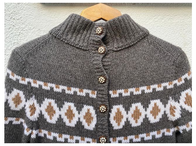 Chanel Fair-Isle-Pulloverkleid Grau - Ansicht 7