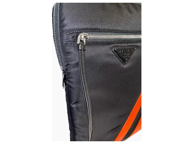 Pochette Prada Tessuto & Saffiano Nera e Arancione Nero - vista 12