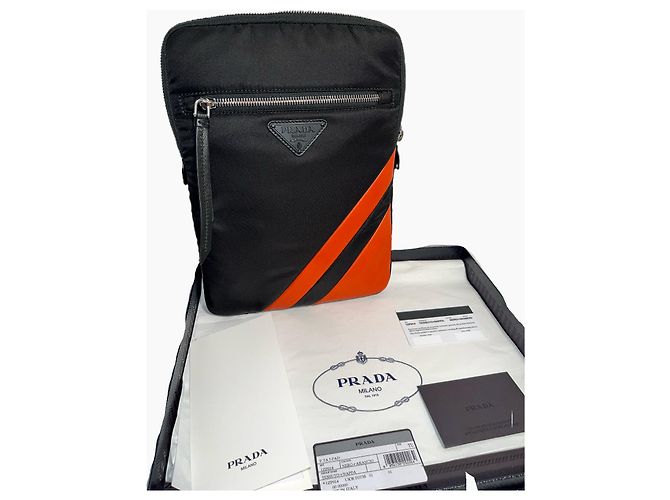 Pochette Prada Tessuto & Saffiano Nera e Arancione Nero - vista 2