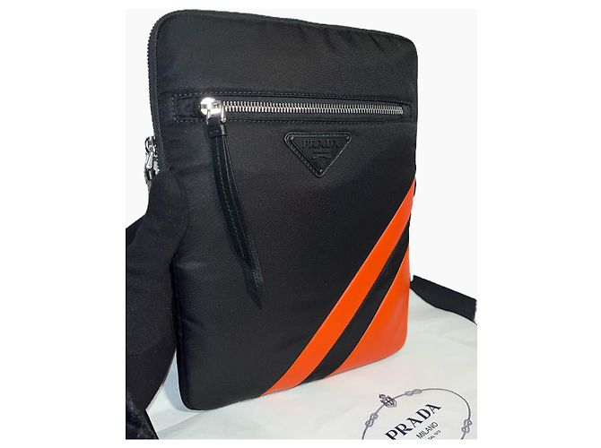 Pochette Prada Tessuto & Saffiano Nera e Arancione Nero - vista 3
