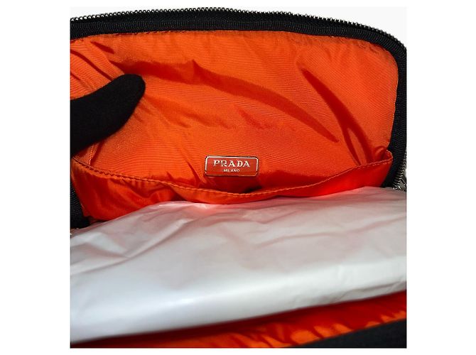 Pochette Prada Tessuto & Saffiano Nera e Arancione Nero - vista 4
