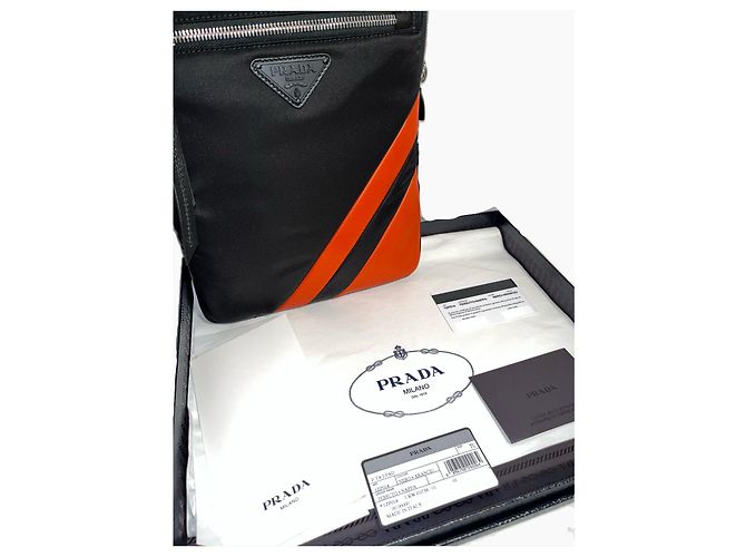 Pochette Prada Tessuto & Saffiano Nera e Arancione Nero - vista 5