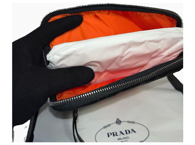Pochette Prada Tessuto & Saffiano Nera e Arancione Nero - vista 7
