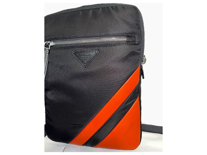 Pochette Prada Tessuto & Saffiano Nera e Arancione Nero - vista 8