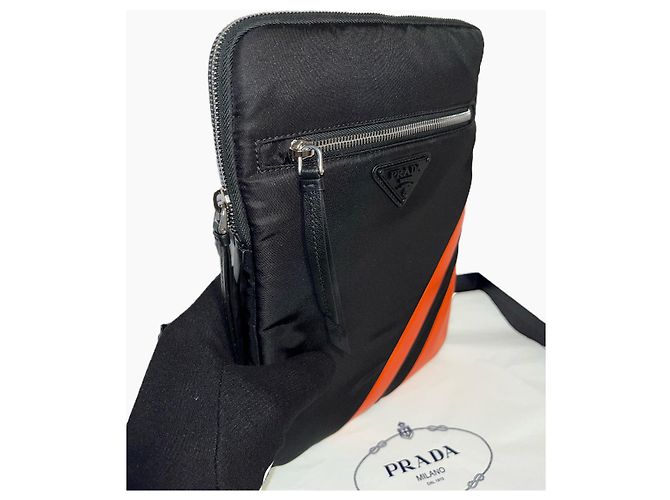 Pochette Prada Tessuto & Saffiano Nera e Arancione Nero - vista 9