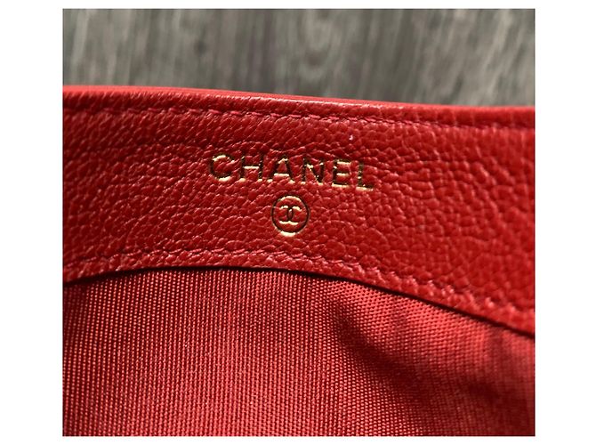 Tarjetero Chanel Rojo de Cuero Roja - vista 2
