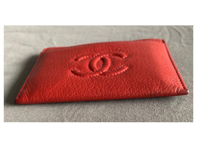 Tarjetero Chanel Rojo de Cuero Roja - vista 5